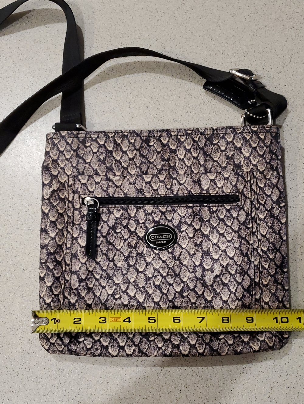Coach Gray and Black Snake-Print Nylon Crossbody Bag, NWOT - Picture 10 of 13